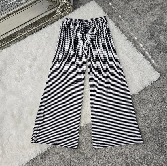 Fashion Casual Drawstring Elastic Waist Womens Stripe Wide Leg Pants. Bl… - Picture 3 of 9